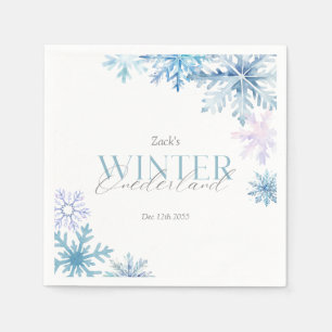 Servilleta De Papel Blue Snowflake Winter Wonderland Primer Cumpleaños