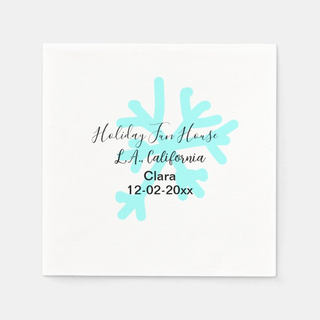 Servilleta De Papel Blue snowflakes holiday camping house place date (Anverso)