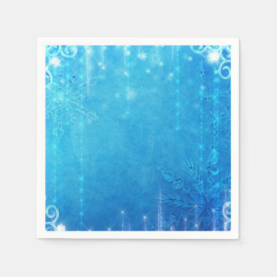 Servilleta De Papel Blue Sparkling Frozen Ice Winter Bridal Shower