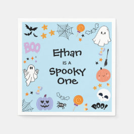 Servilleta De Papel Blue Spooky One Cute Ghost Halloween 1er cumpleaño