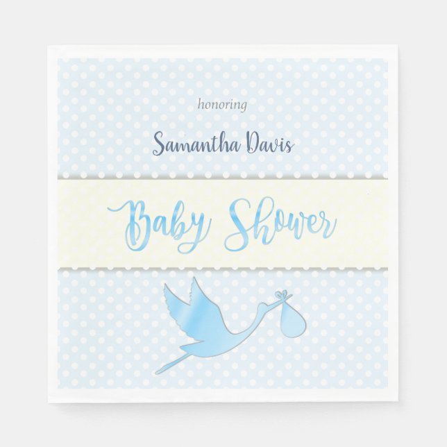 Servilleta De Papel Blue Stork Baby Boy Baby Shower (Anverso)