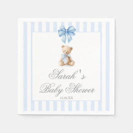 Servilleta De Papel Blue Stripes Bear Baby Shower