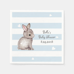 Servilleta De Papel Blue Stripes Bunny Baby Shower Paper Napkin