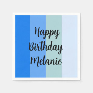 Servilleta De Papel Blue Stripes Happy Birday