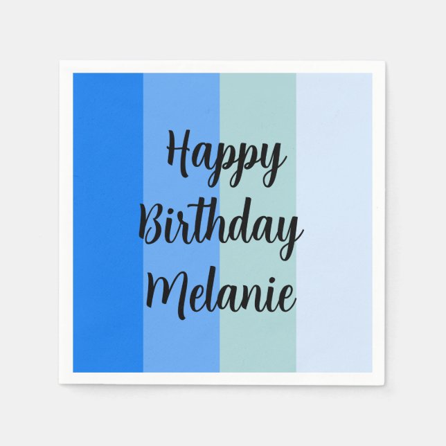 Servilleta De Papel Blue Stripes Happy Birday (Anverso)