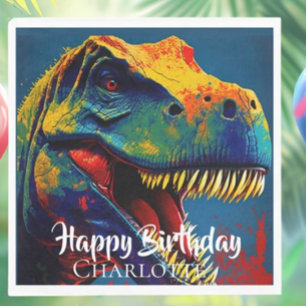 Servilleta De Papel Blue T- Rex Cumpleaños