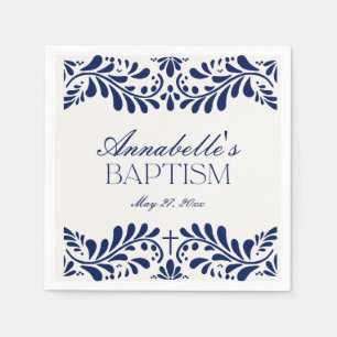 Servilleta De Papel Blue Talavera Tile Español Fiesta Baptismo