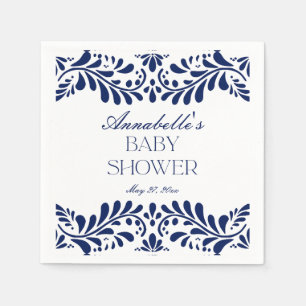 Servilleta De Papel Blue Talavera Tile Spanish Fiesta Baby Shower