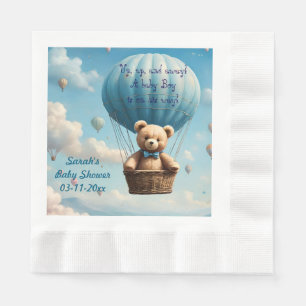 Servilleta De Papel Blue Teddy Bear Hot Air Balloon Baby Shower