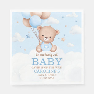 Servilleta De Papel Blue Teddy Bear Nubes Globo Baby Shower