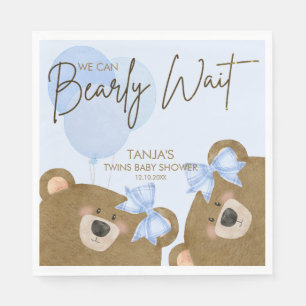 Servilleta De Papel Blue Teddy Podemos Embarazar Baby Shower Gemelos D