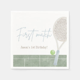 Servilleta De Papel Blue Tennis First Birthday Boy Preppy Classic 