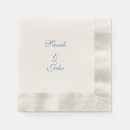 Servilleta De Papel Blue Text Cream Wedding Coined