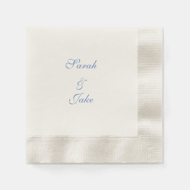 Servilleta De Papel Blue Text Cream Wedding Coined (Anverso)