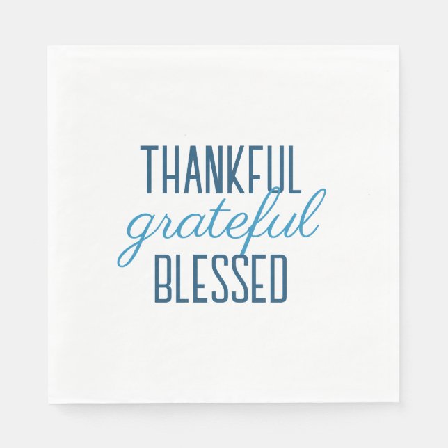 Servilleta De Papel Blue Thankful Grateful Blessed (Anverso)