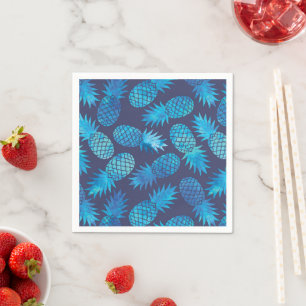 Servilleta De Papel Blue Tie Dye Pineapples