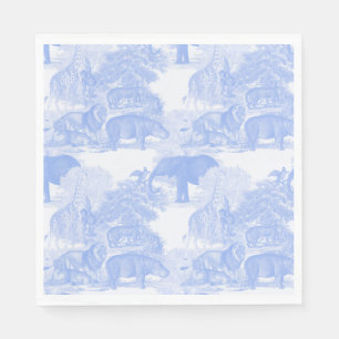 Servilleta De Papel Blue Toile Jungle Animals Safari Chinoiserie