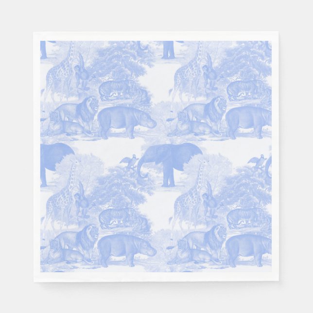 Servilleta De Papel Blue Toile Jungle Animals Safari Chinoiserie (Anverso)