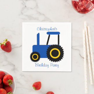 Servilleta De Papel Blue Tractor Diseño fiesta de cumpleaños personali