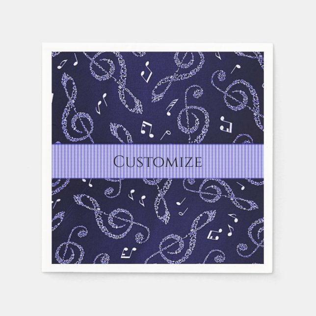 Servilleta De Papel Blue Treble Clefs Elegante Napkins Personalizado (Anverso)