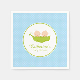 Servilleta De Papel Blue Two Peas in Pod Baby Shower Paper Napkin