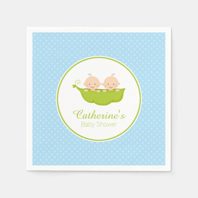 Servilleta De Papel Blue Two Peas in Pod Baby Shower Paper Napkin (Anverso)