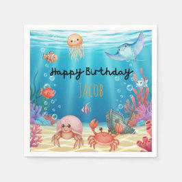Servilleta De Papel Blue Under the Sea birthday