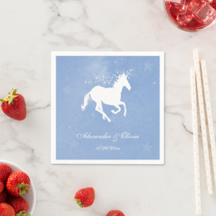 Servilleta De Papel Blue Unicorn Bridal Shower Napkin