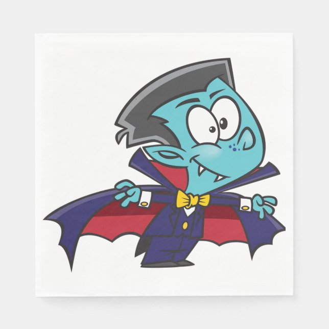 Servilleta De Papel Blue Vampire Boy with Cape Cute Dracula (Anverso)