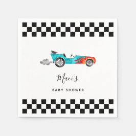 Servilleta De Papel Blue Vintage Race Car Baby Shower Napkins