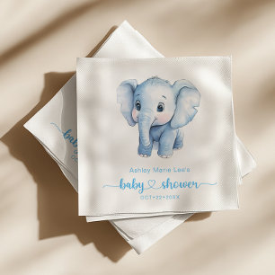 Servilleta De Papel Blue Watercolor Cute Elephant Baby Shower Napkins