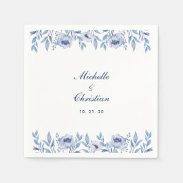 Servilleta De Papel Blue Watercolor Floral Boda Napkin