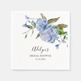 Servilleta De Papel Blue Watercolor Floral Bridal Shower