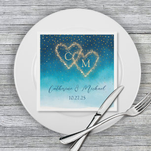 Servilleta De Papel Blue Watercolor Ombre Monogrammed