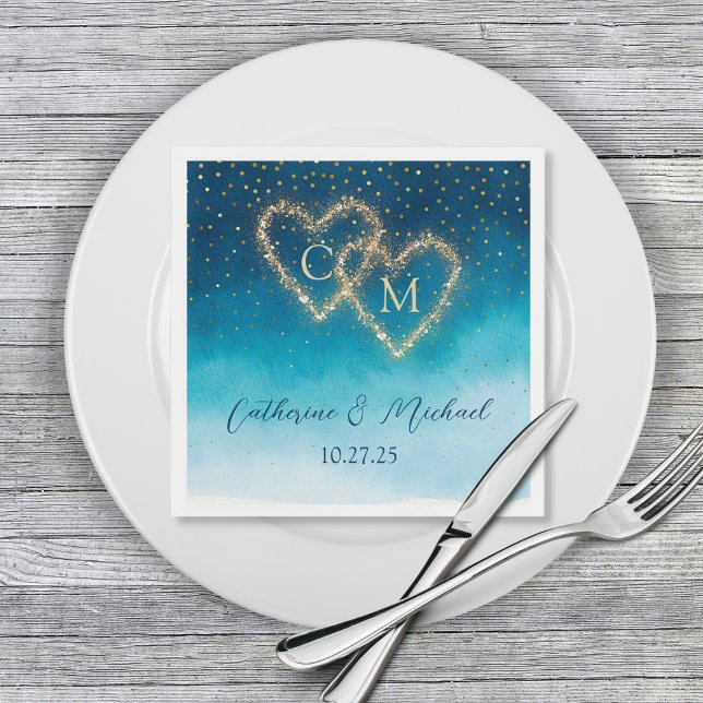 Servilleta De Papel Blue Watercolor Ombre Monogrammed (Subido por el creador)