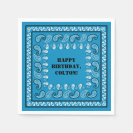 Servilleta De Papel Blue Western Bandana Print Birday Party