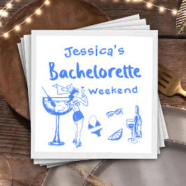 Servilleta De Papel Blue Whimsical Coctail Bachelorette Party