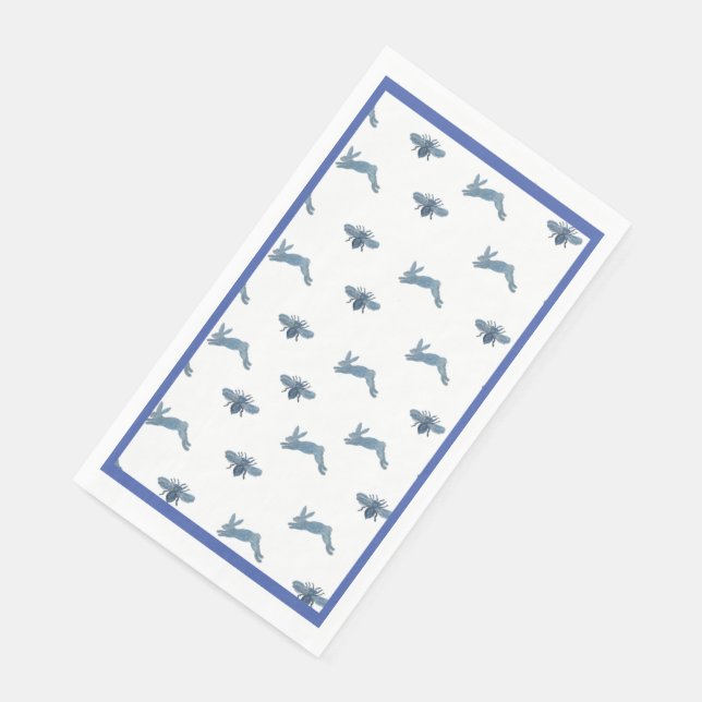 Servilleta De Papel Blue White Bunny Bee