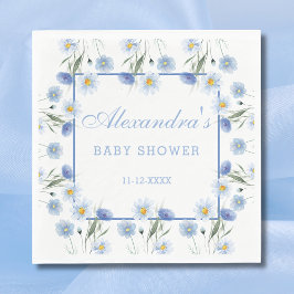 Servilleta De Papel Blue Wildflower Floral Boho Baby Shower