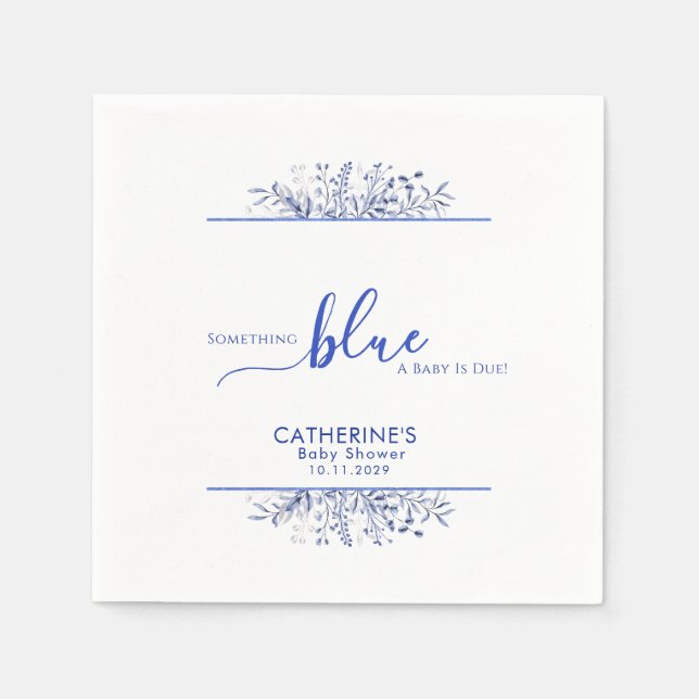 Servilleta De Papel Blue Wildflower Something Blue Baby Shower (Anverso)
