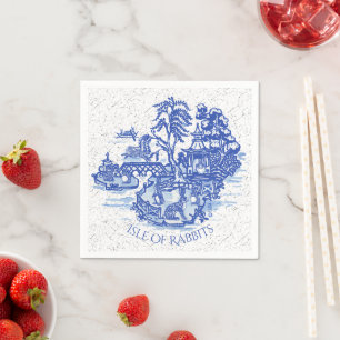 Servilleta De Papel Blue Willow Rabbit Island Whimsical Crackge Look