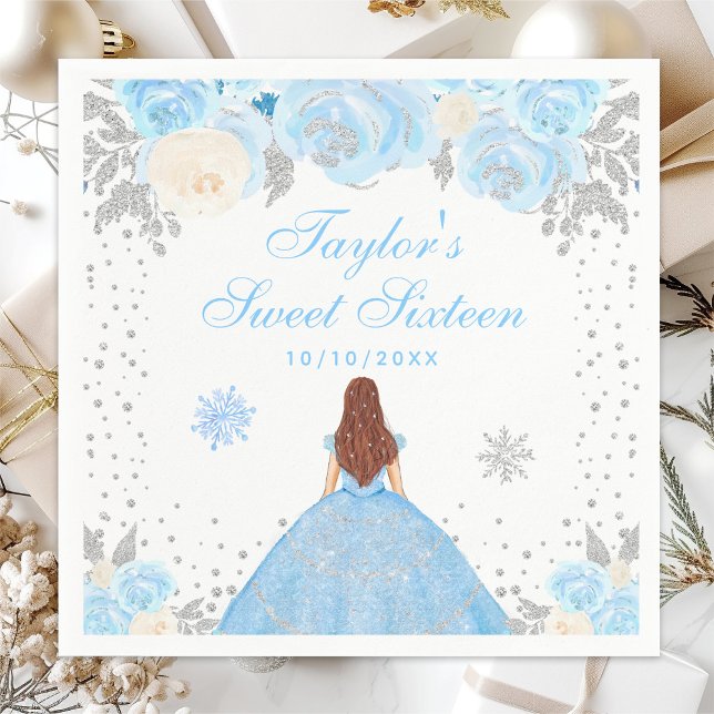 Servilleta De Papel Blue Winter Brown Hair Princess Dulce (Subido por el creador)