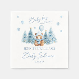 Servilleta De Papel Blue Winter Nieve Teddy Bear Baby Boy Ducha Papel