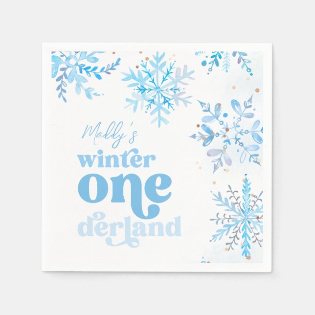 Servilleta De Papel Blue Winter Onederland Party Napkins (Anverso)