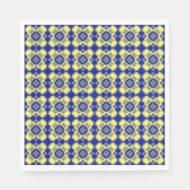 Servilleta De Papel Blue Yellow Checker Argyle Pattern Paper Napkin