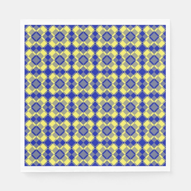 Servilleta De Papel Blue Yellow Checker Argyle Pattern Paper Napkin (Anverso)