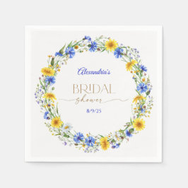 Servilleta De Papel Blue Yellow Lavender Wildflower Wreath