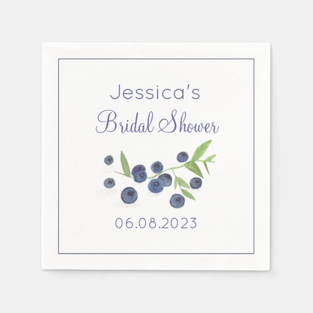 Servilleta De Papel Blueberries verano ducha de novias (Anverso)