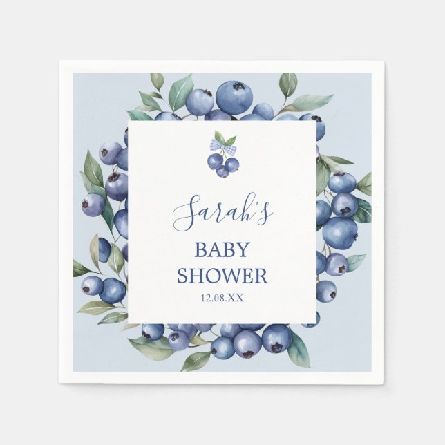 Servilleta De Papel Blueberry Baby Shower Napkins (Anverso)