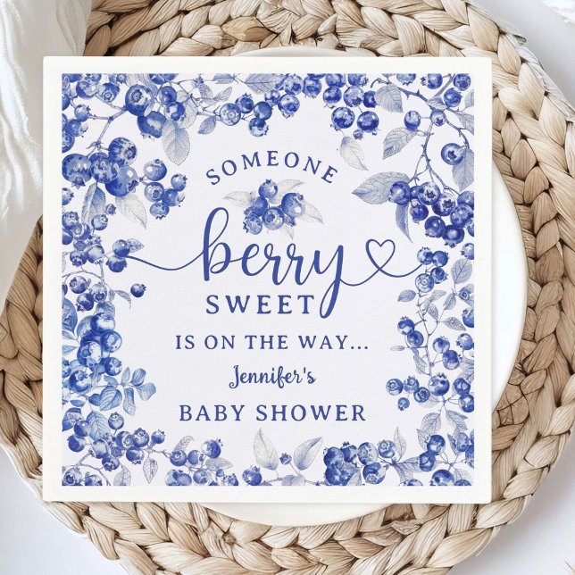 Servilleta De Papel BlueBerry Baby Shower Toile De Jouy Paper Napkin (Subido por el creador)